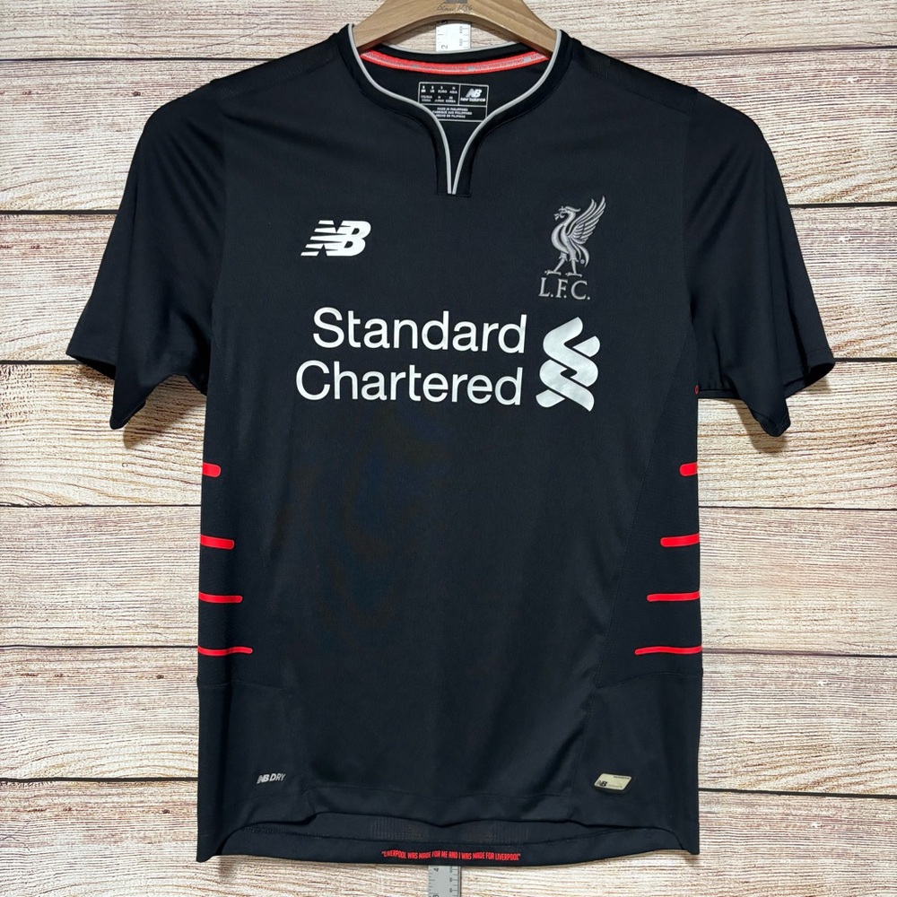 New Balance Black Men's Liverpool FC Standard‎ Chartered Jersey with Red Accents
